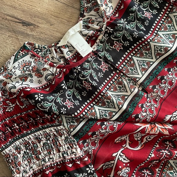 H&M Conscious Burgundy Floral Chiffon Maxi Dress - Picture 7 of 8